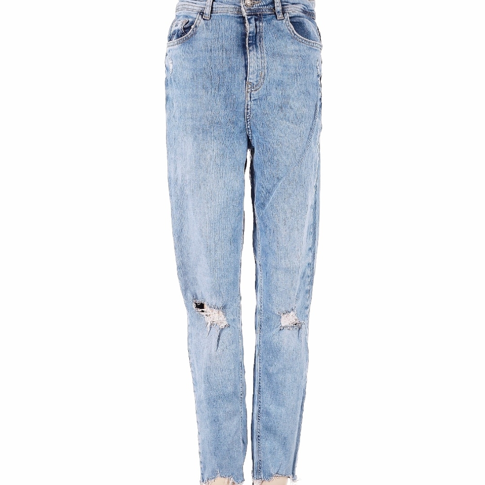 Zara Used Classic Blue Distressed Women's Jeans